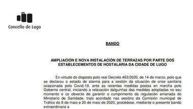 Permiso en Lugo para la ampliación y la instalación de nuevas terrazas por parte de los establecimientos hosteleros