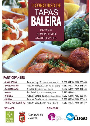 Siete establecimientos participan en el II Concurso de Tapas de Baleira