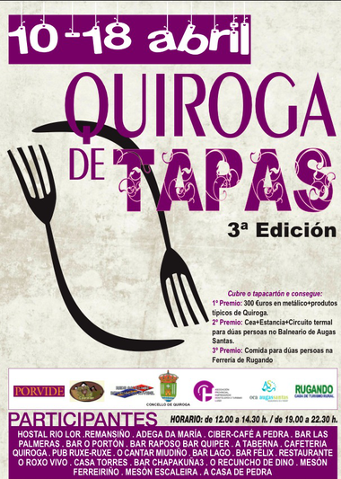 El concurso de tapas de Quiroga se celebrará del 10 al 18 de abril