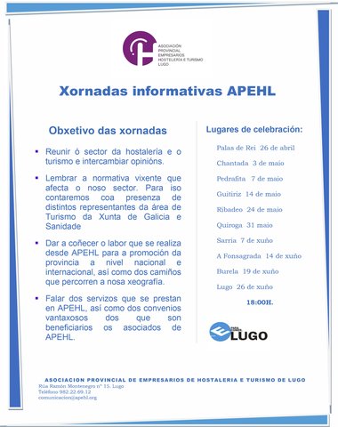 La APEHL celebrará una nueva jornada sobre legislación relativa al sector este jueves en Ribadeo